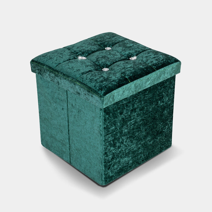 Crushed Velvet Emerald Green Storage Box