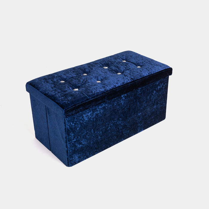 Large Navy Crushed Velvet Storage Box