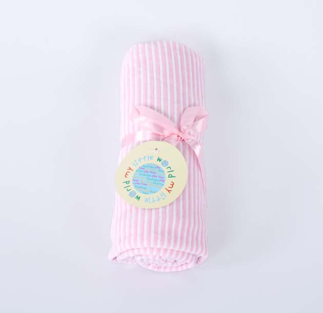 Nursery Pink Stripe Velour Baby Blanket